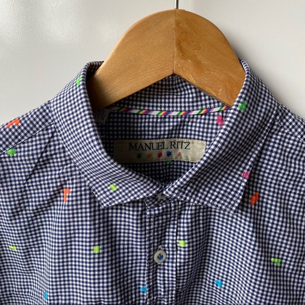 Manuel Ritz Button Down Check  L/S Shirt Blue 40